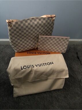 Louis Vuitton Damier Azur Tote Bag without Wristlet - Cream & Light Tan
